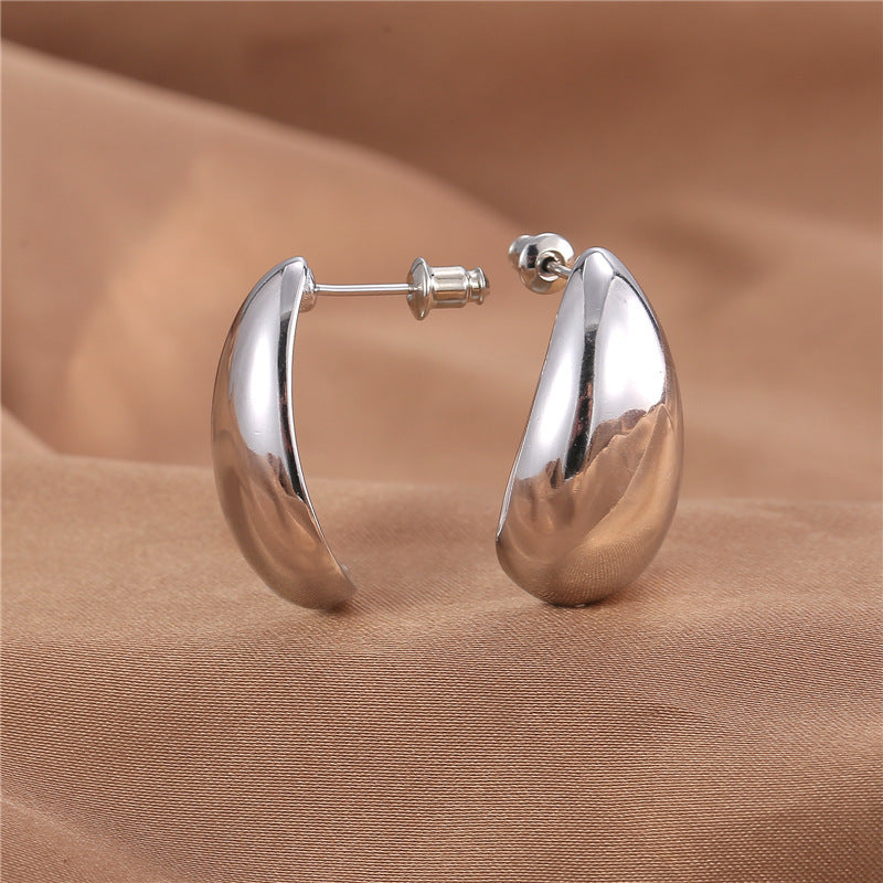 Metal Texture High-grade Earrings Golden Water Drop l Blanqor