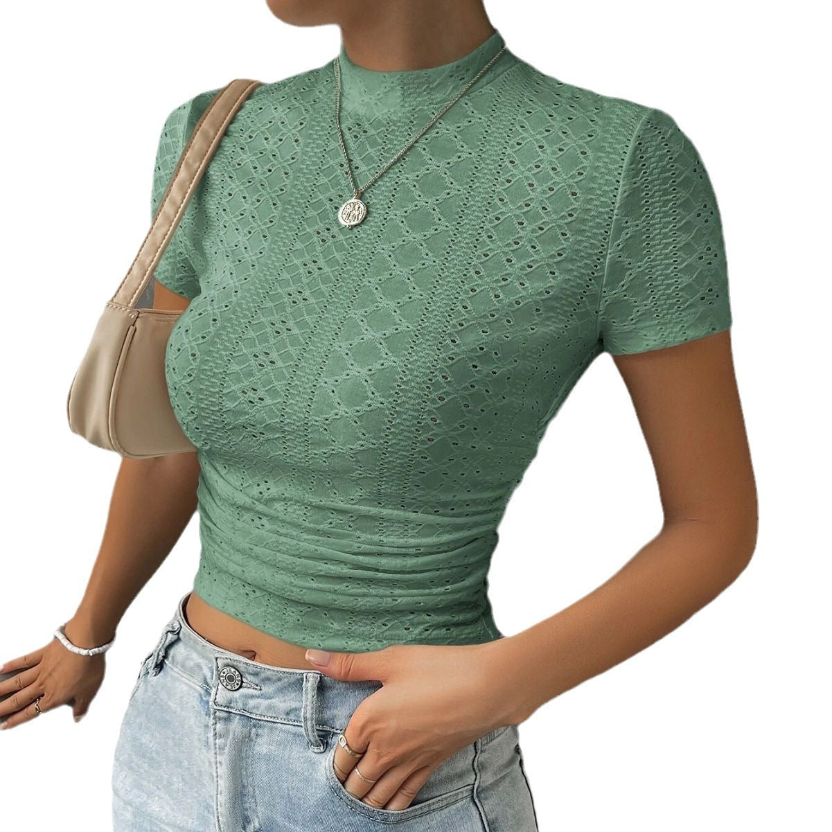 Short New Slim T-shirt Solid Color Women l Blanqor