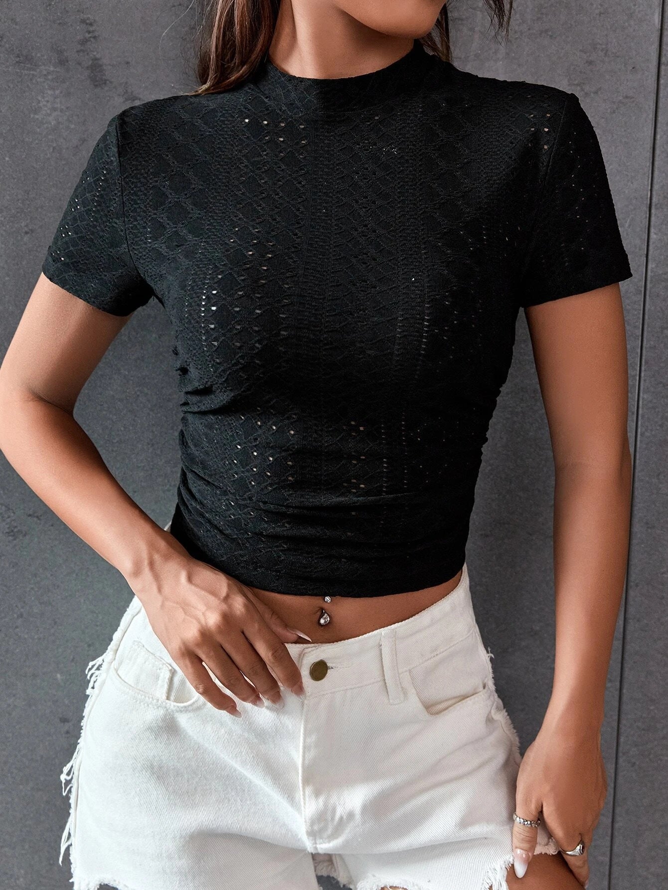 Short New Slim T-shirt Solid Color Women l Blanqor