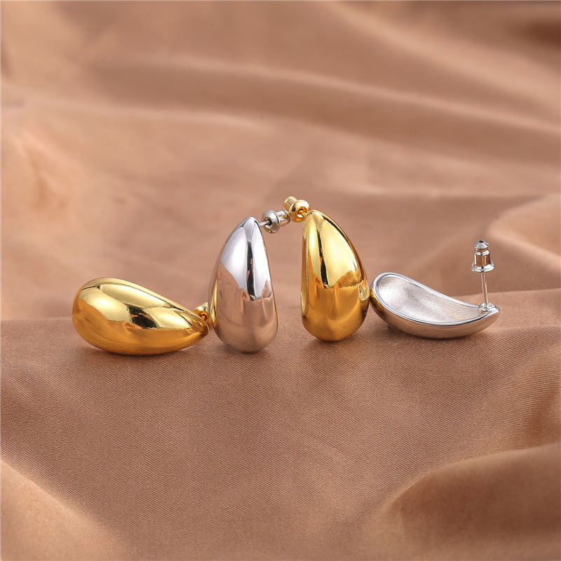 Metal Texture High-grade Earrings Golden Water Drop l Blanqor