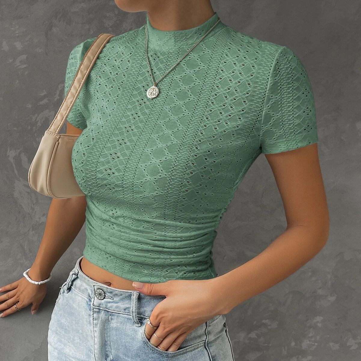 Short New Slim T-shirt Solid Color Women l Blanqor