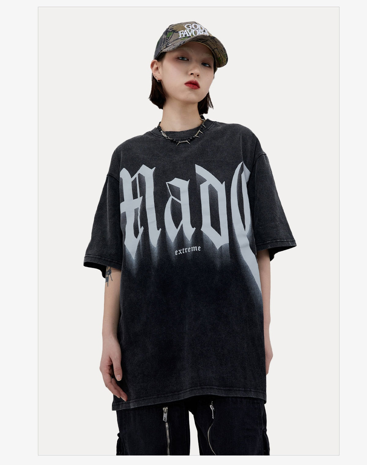 Street Basics Large Letter Print Loose Short Sleeve T-Shirt l Blanqor