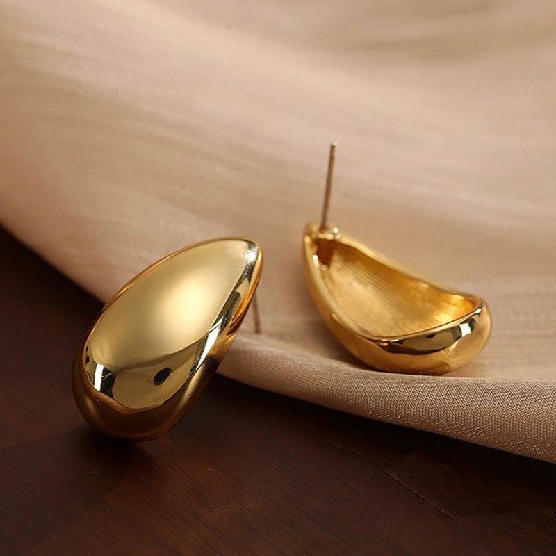 Metal Texture High-grade Earrings Golden Water Drop l Blanqor