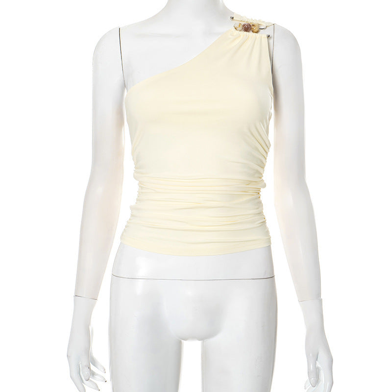 One-shoulder Knitted Vest | Blanqor