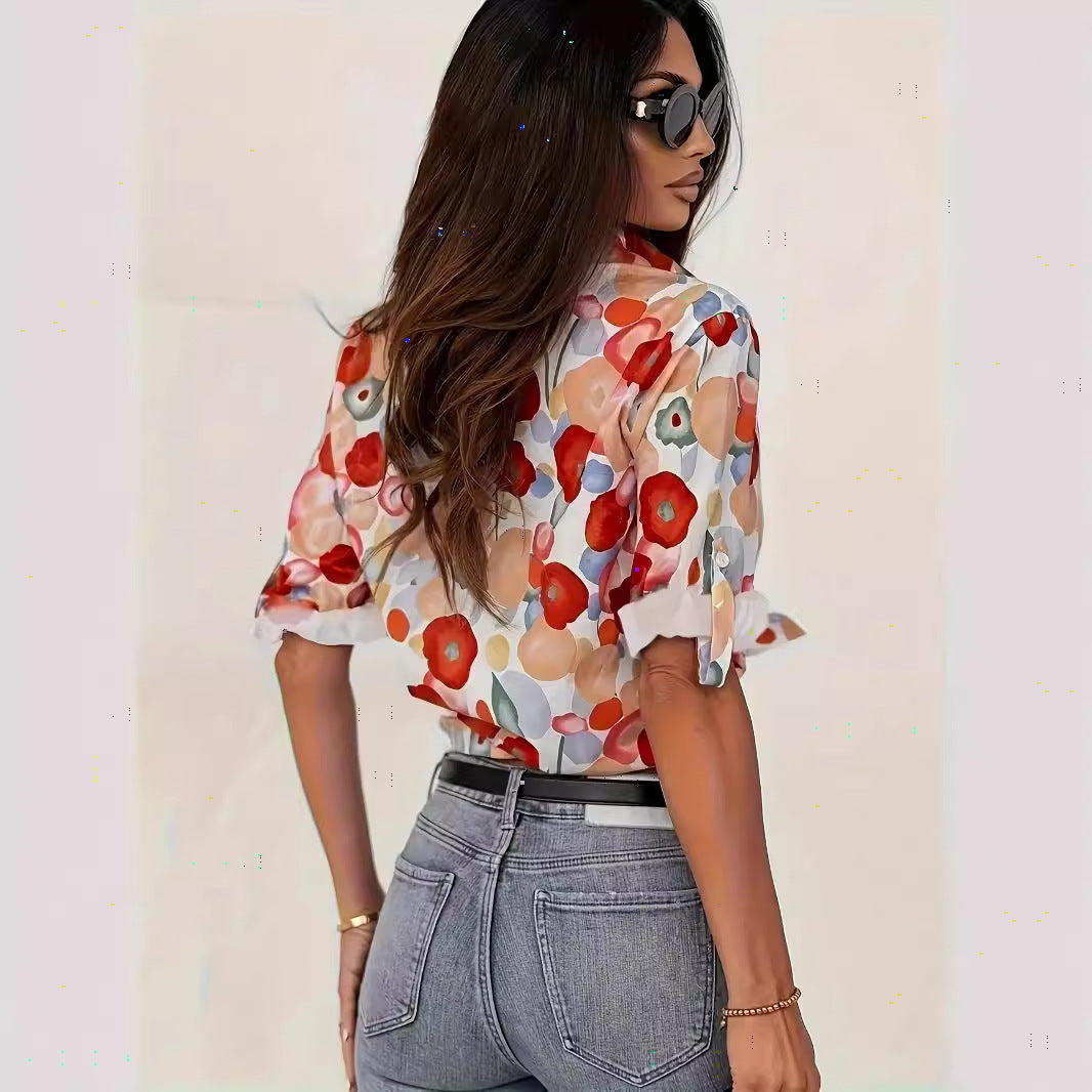 3D Digital Printing Long Sleeve Shirt Floral Top Gorgeous | Blanqor