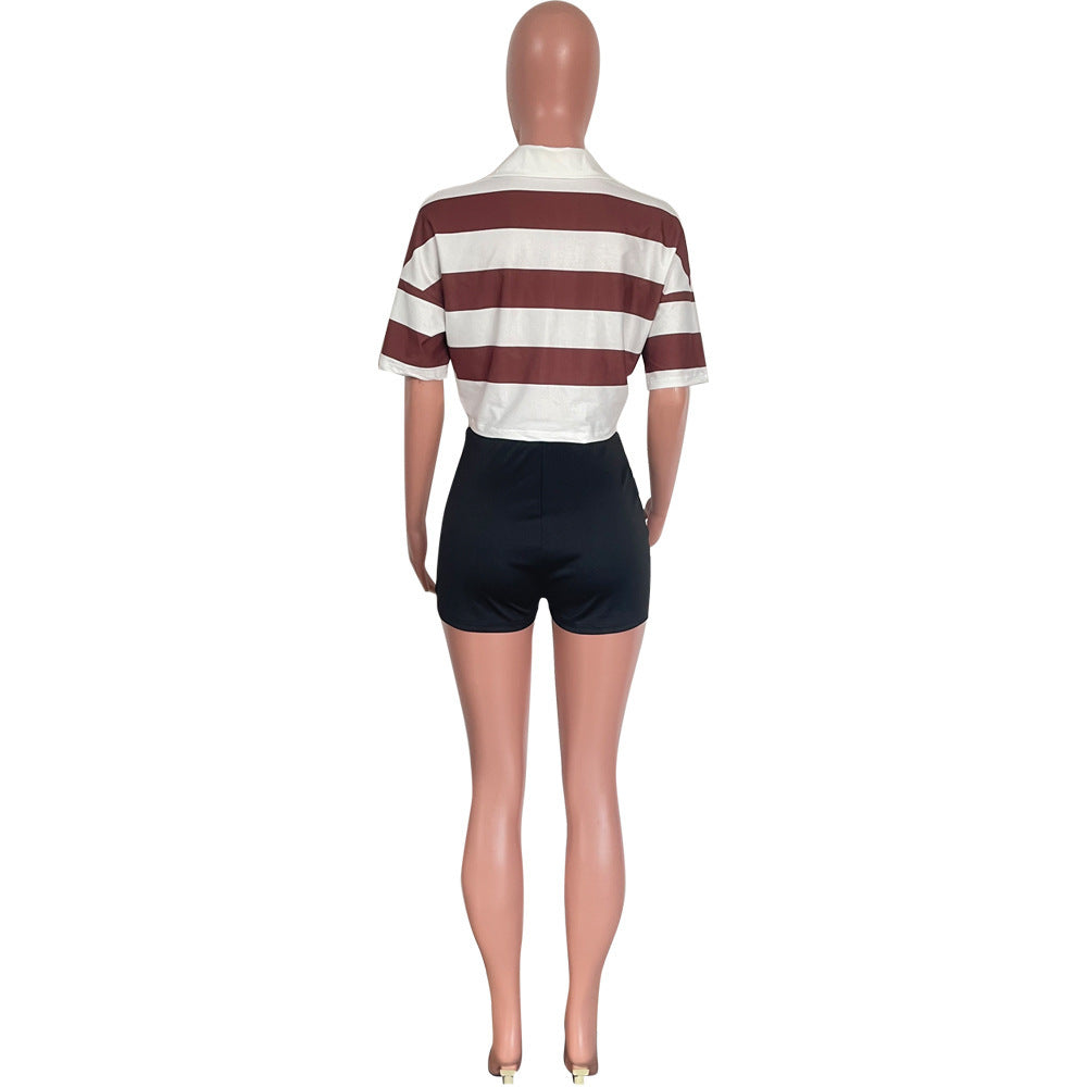 Women's Summer New Sunken Stripe Short-sleeved Top Fashion Positioning Striped Drop-shoulder Sleeve Loose T-shirt | Blanqor