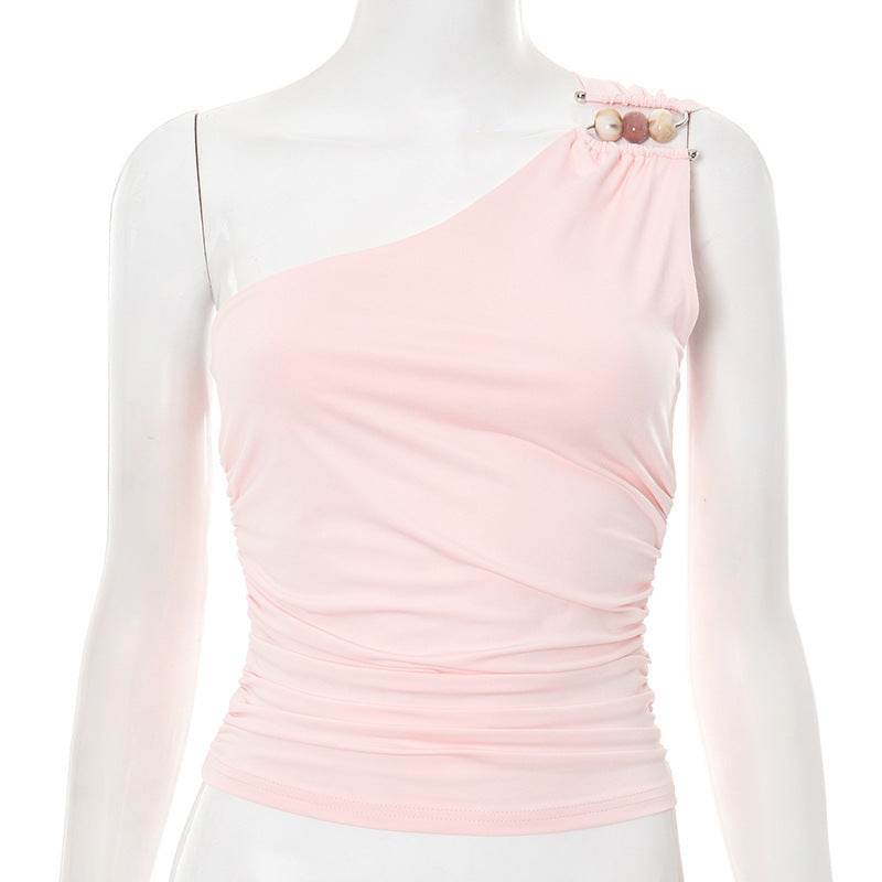 One-shoulder Knitted Vest | Blanqor