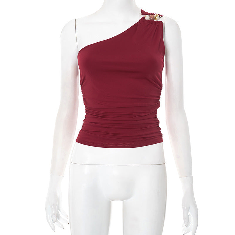 One-shoulder Knitted Vest | Blanqor