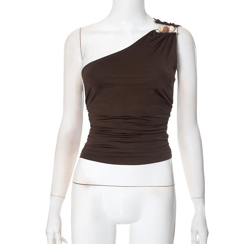 One-shoulder Knitted Vest | Blanqor