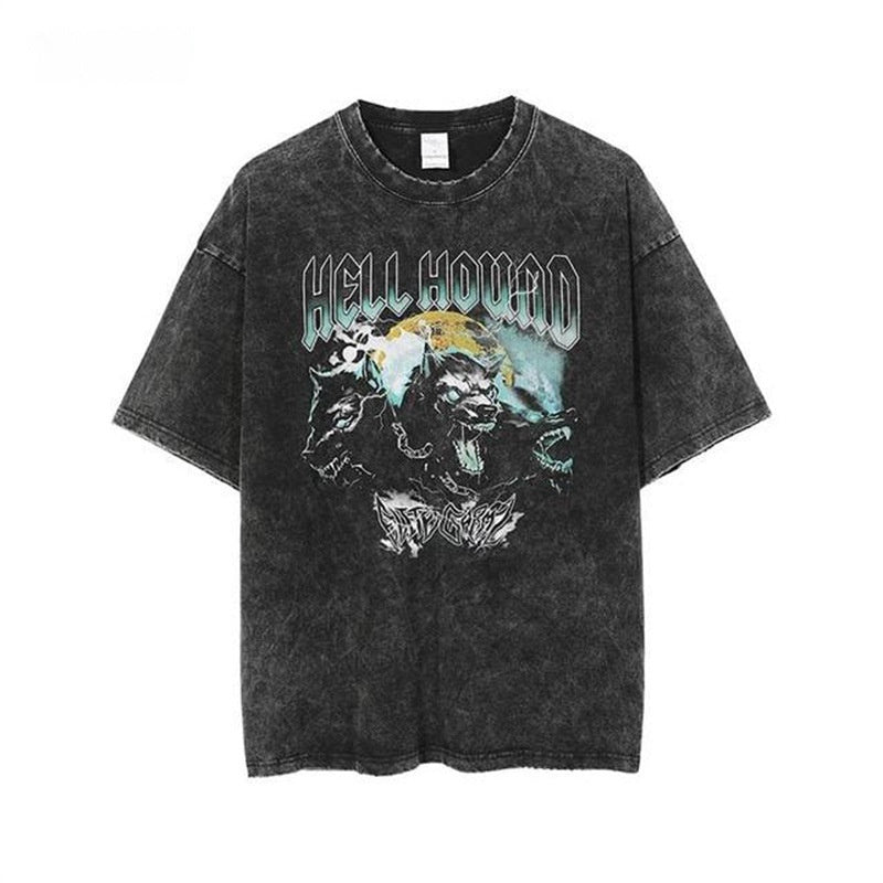 Retro Washed Distressed Loose Casual Heavy Cotton Short Sleeve l Blanqor