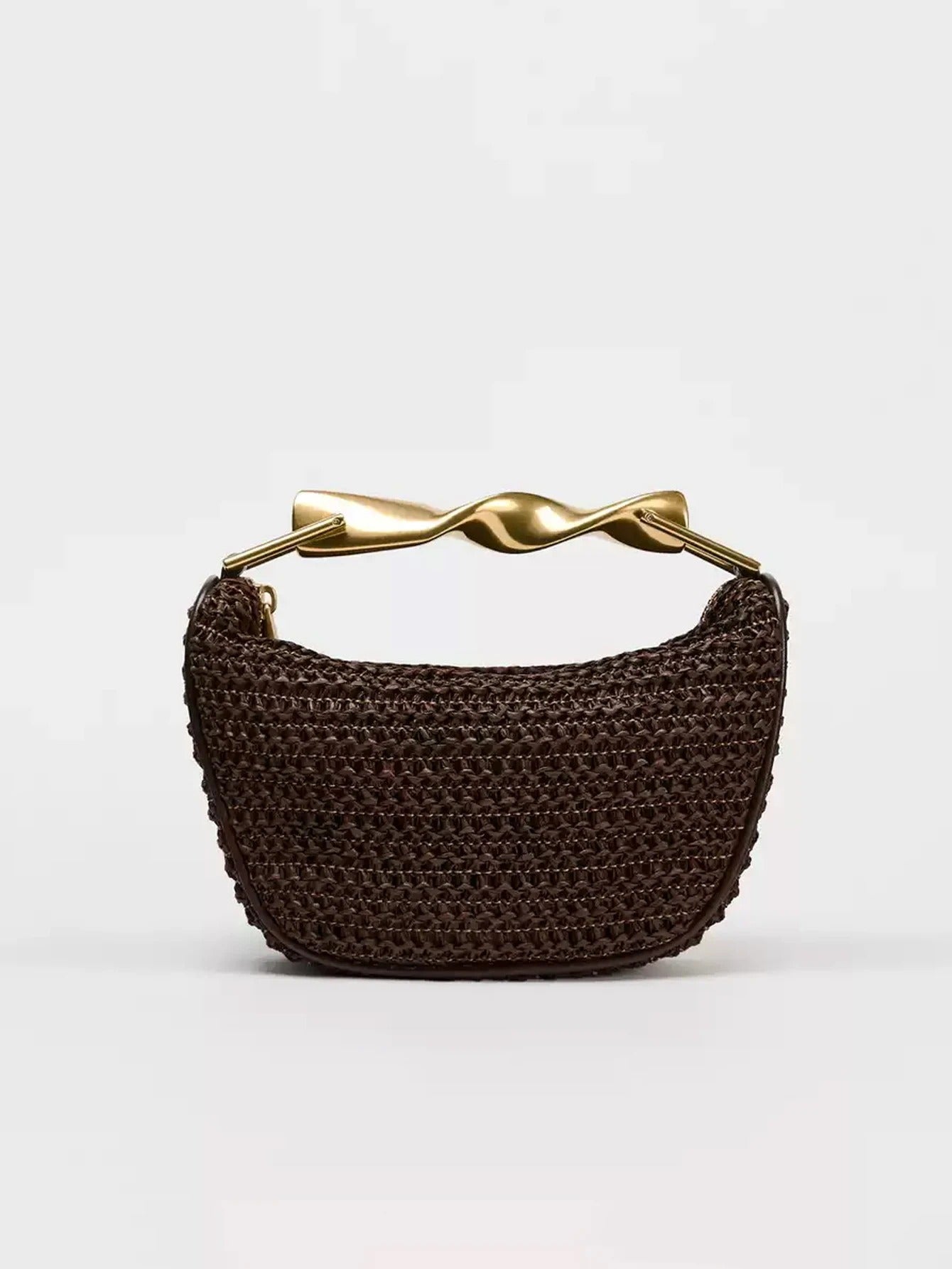 Women's Mini Braided Crossbody Bag – Metal Handle & Adjustable Strap | Blanqor