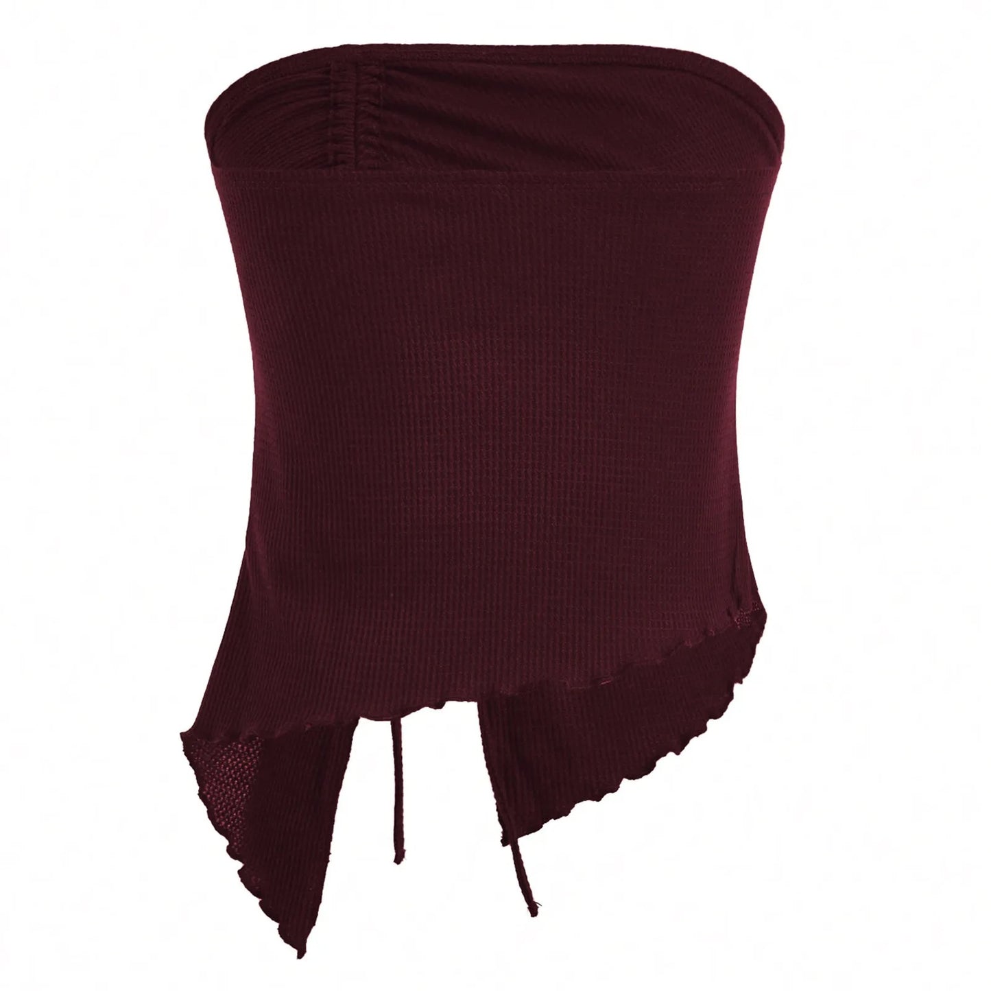 Women's Strapless Lattice Tank Top – Drawstring Detail & Slim Fit | Blanqor
