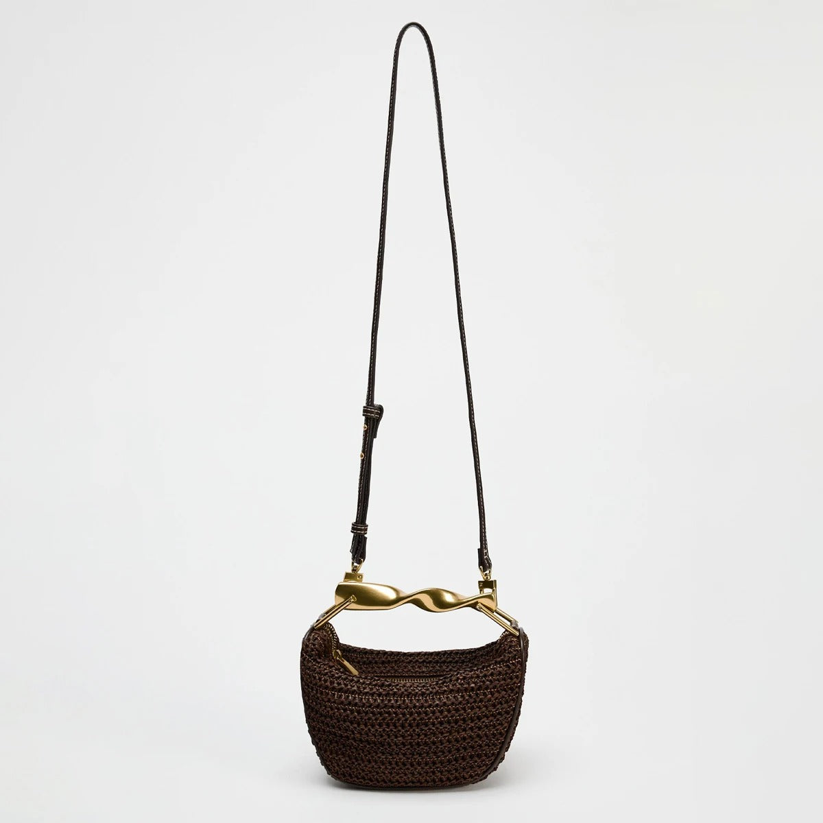 Women's Mini Braided Crossbody Bag – Metal Handle & Adjustable Strap | Blanqor