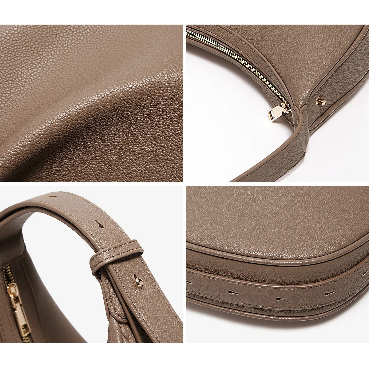 Women's Small Half-Moon Shoulder Bag – Soft PU Leather, Logo Detail | FOXER