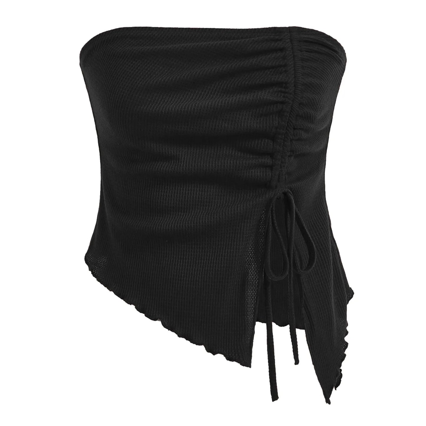 Women's Strapless Lattice Tank Top – Drawstring Detail & Slim Fit | Blanqor