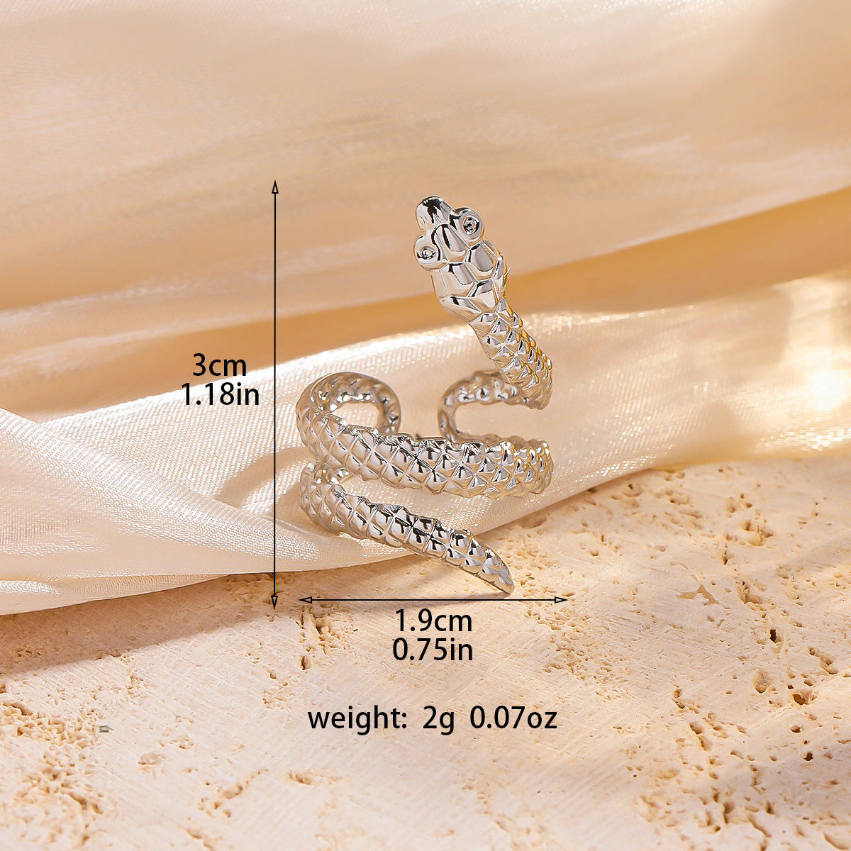 Open Snake Wrap Unisex Ring‑ French Inspired Minimalist / Electroplated Iron | Blanqor