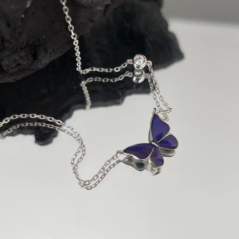 Color Changing Butterfly Necklace Titanium Chain Women’s Fashion Jewelry | Blanqor