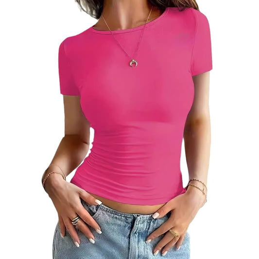 Short Slim-fit Round Neck Short-sleeved T-shirt