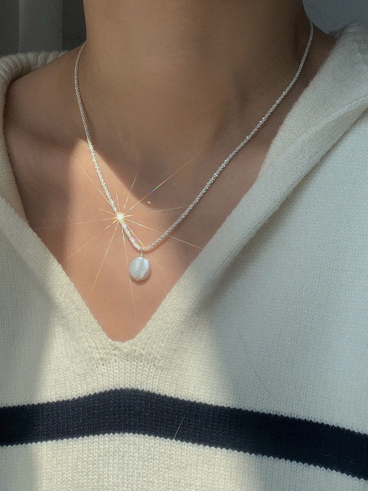 Baroque Pearl Necklace S925 Sterling Silver Starry Sky Chain | Blanqor