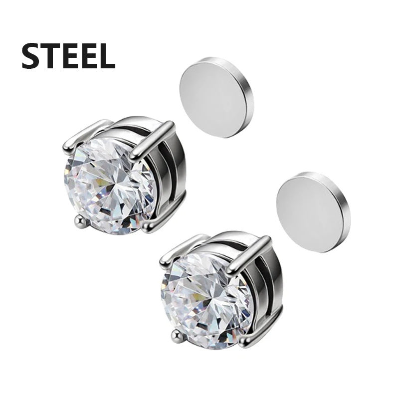 Magnetic Clip-On Stainless Steel Earrings Punk Unisex Cross & Stud Set | Blanqor