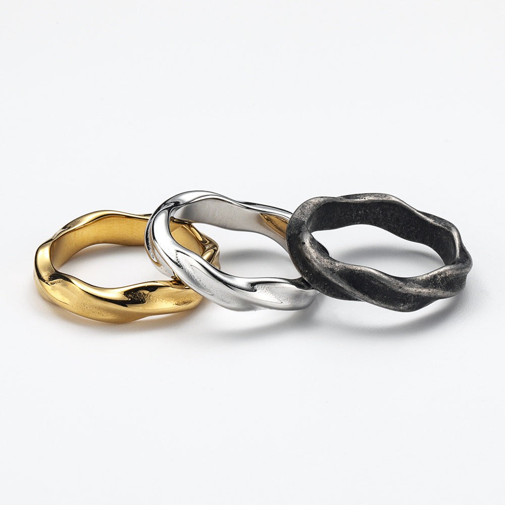 Geometric Titanium Steel Bold Statement Ring Women’s INS Style | Blanqor