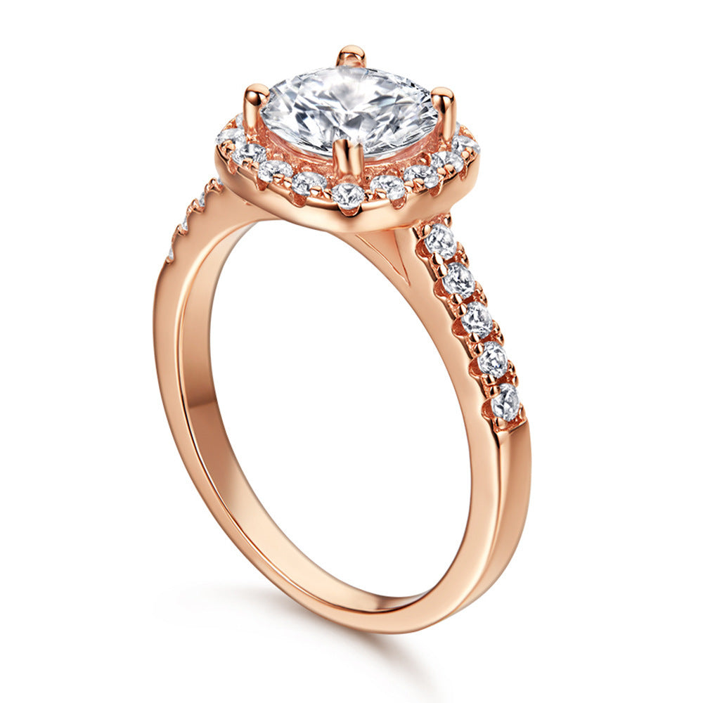 Sterling Silver Zircon Wedding Ring Women’s Platinum or Rose Gold | Blanqor
