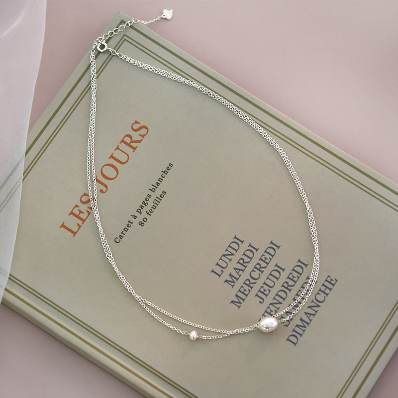 Freshwater Pearl Sterling Silver Chain Necklace Women’s Elegant Gift | Blanqor