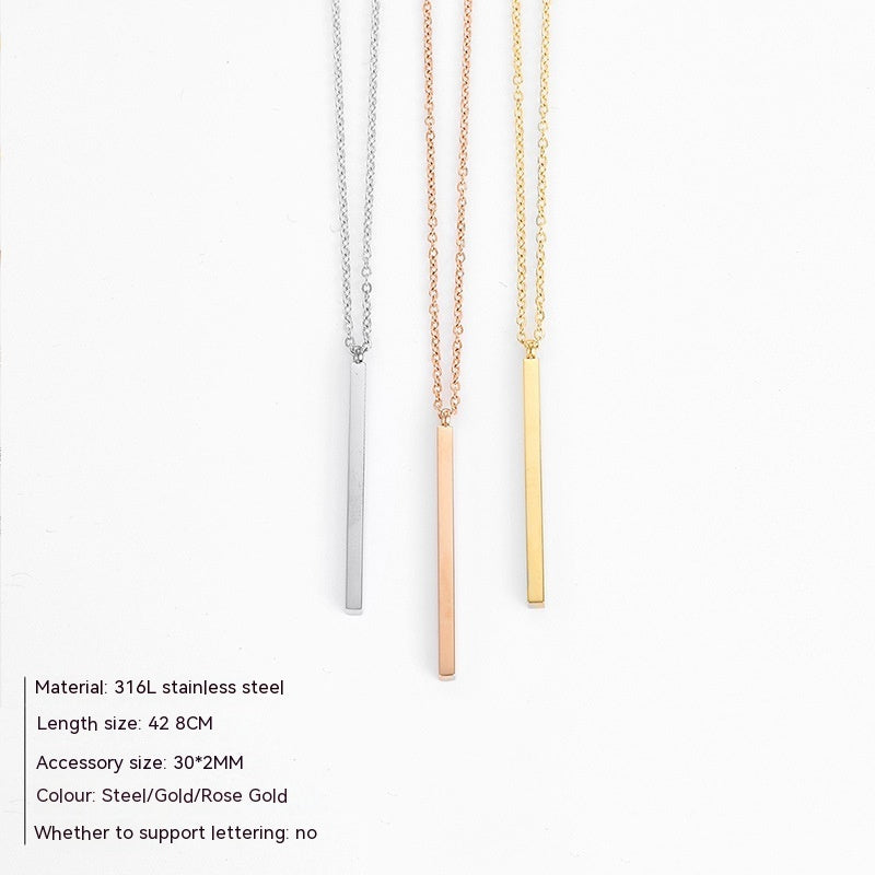 Double-Layer Geometric Pendant Necklace Stainless Steel in Gold, Rose, or Steel | Blanqor