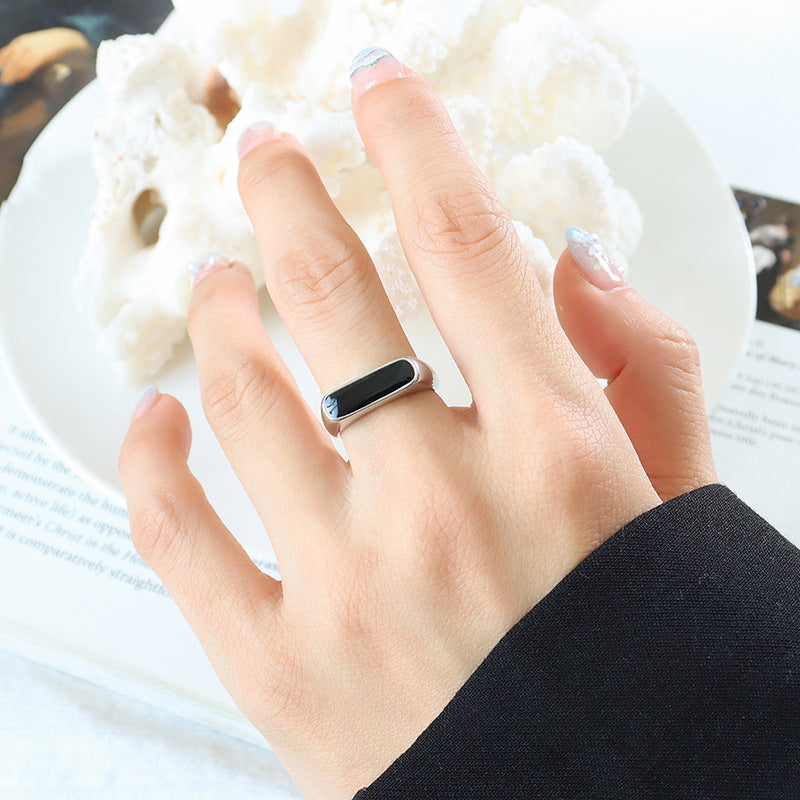 French Geometric Acrylic Ring Women’s INS Style in Gold or Steel | Blanqor