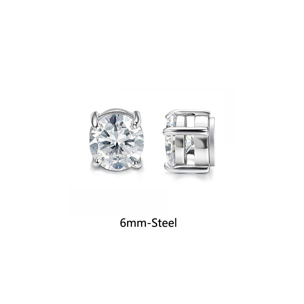 Magnetic Clip-On Stainless Steel Earrings Punk Unisex Cross & Stud Set | Blanqor