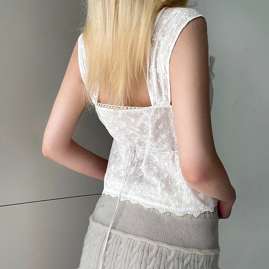 Sweet And Gentle Jacquard Inner Wear Blouse Female Bow Bandage | Blanqor