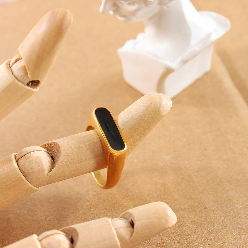 French Geometric Acrylic Ring Women’s INS Style in Gold or Steel | Blanqor
