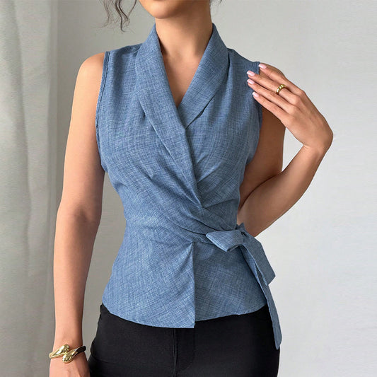 Fashionable Elegant Women's Slim Sleeveless Shirt | Blanqor