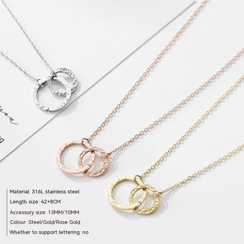Double-Layer Geometric Pendant Necklace Stainless Steel in Gold, Rose, or Steel | Blanqor