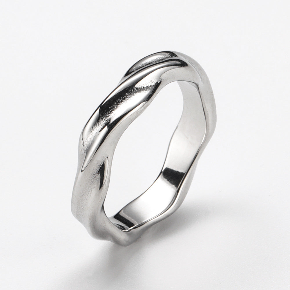 Geometric Titanium Steel Bold Statement Ring Women’s INS Style | Blanqor