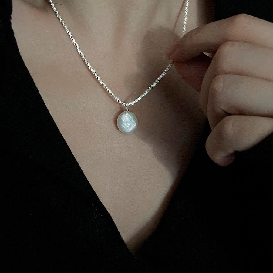 Baroque Pearl Necklace S925 Sterling Silver Starry Sky Chain | Blanqor