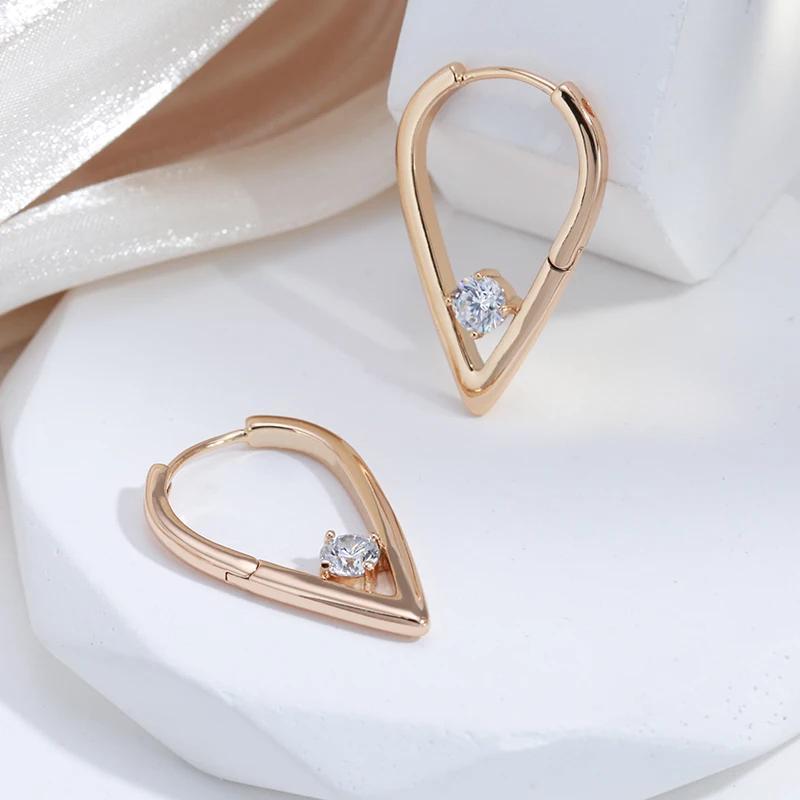 Rose Gold Zircon Polka Dot Geometric Earrings Unisex Retro Style | Blanqor