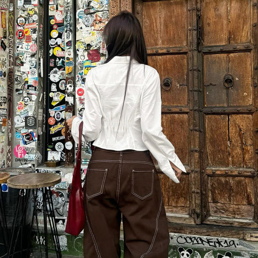 Commuter Professional Waist-controlled Lace-up Shirt Hot Girl Street | Blanqor