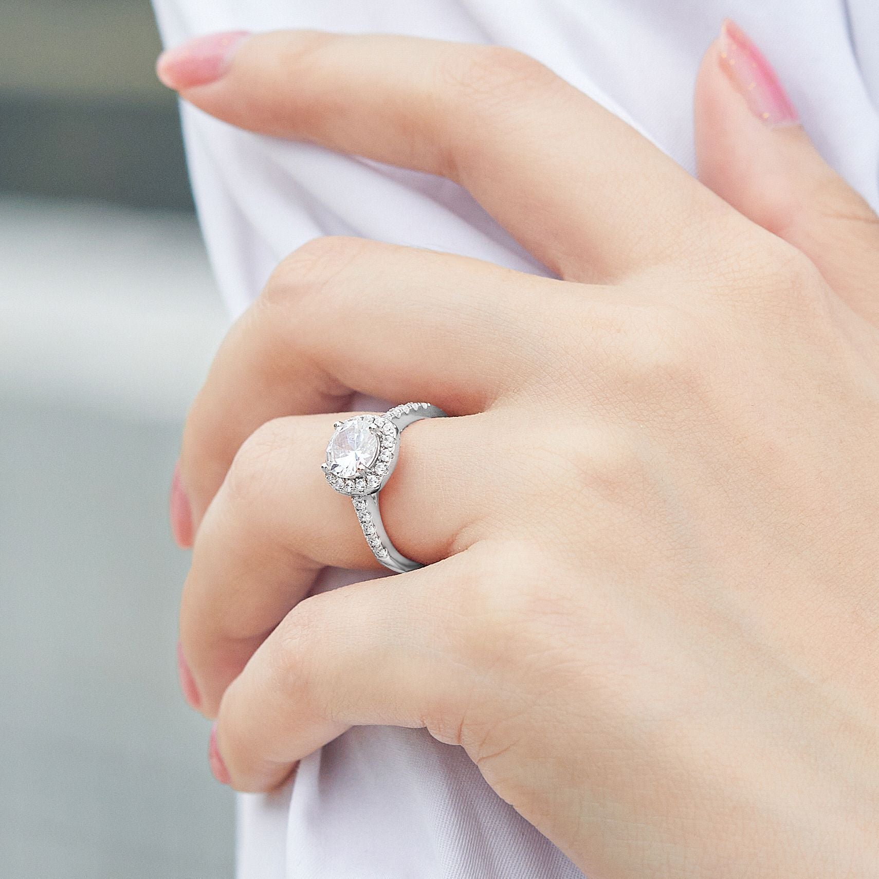 Sterling Silver Zircon Wedding Ring Women’s Platinum or Rose Gold | Blanqor