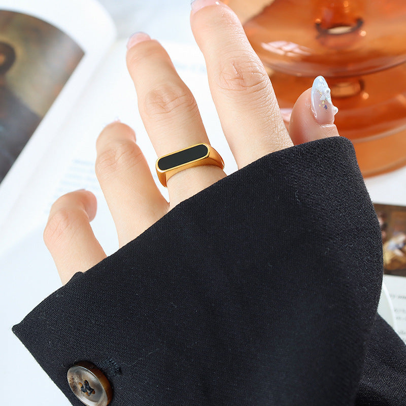 French Geometric Acrylic Ring Women’s INS Style in Gold or Steel | Blanqor