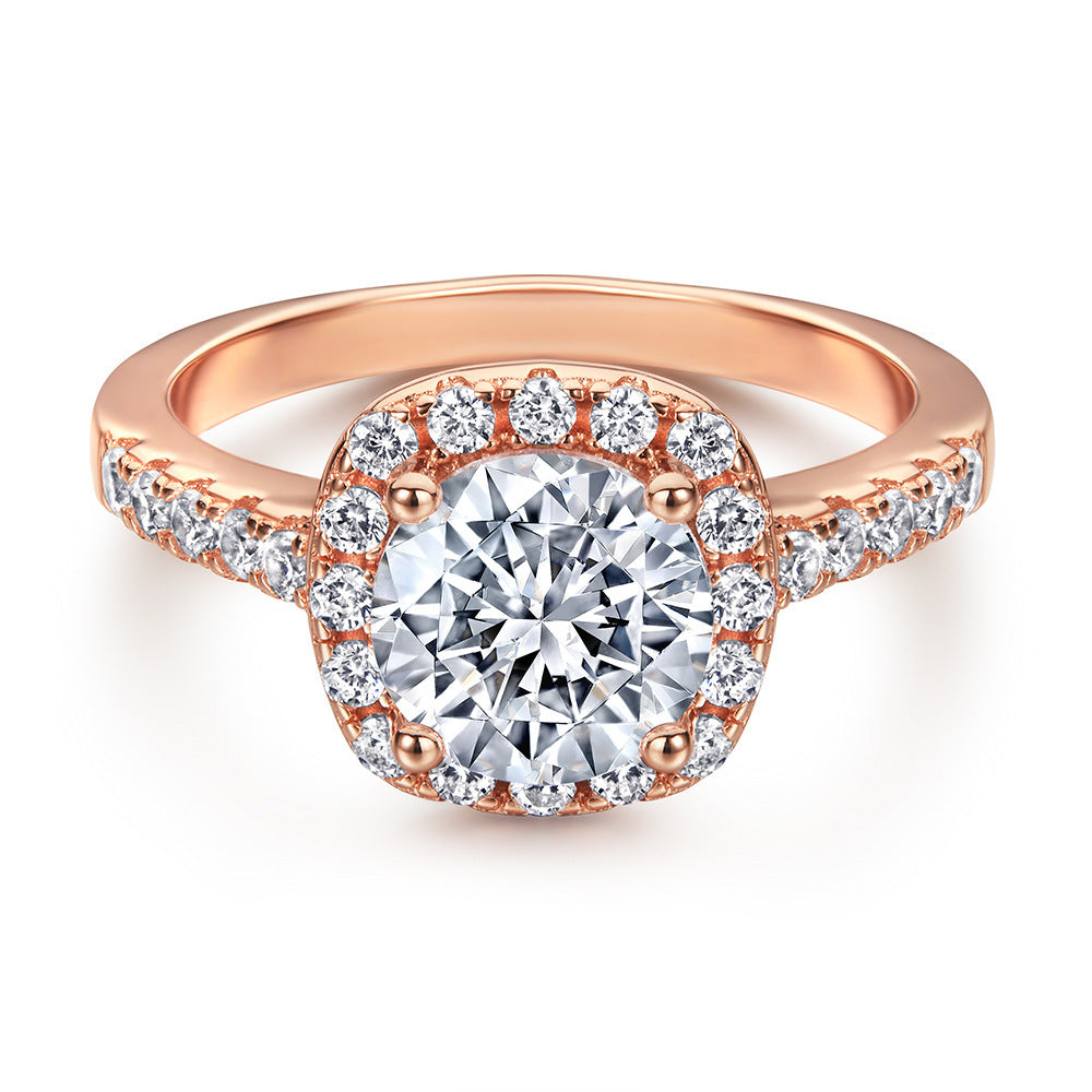 Sterling Silver Zircon Wedding Ring Women’s Platinum or Rose Gold | Blanqor