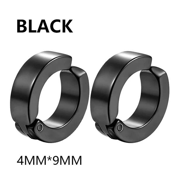 Magnetic Clip-On Stainless Steel Earrings Punk Unisex Cross & Stud Set | Blanqor