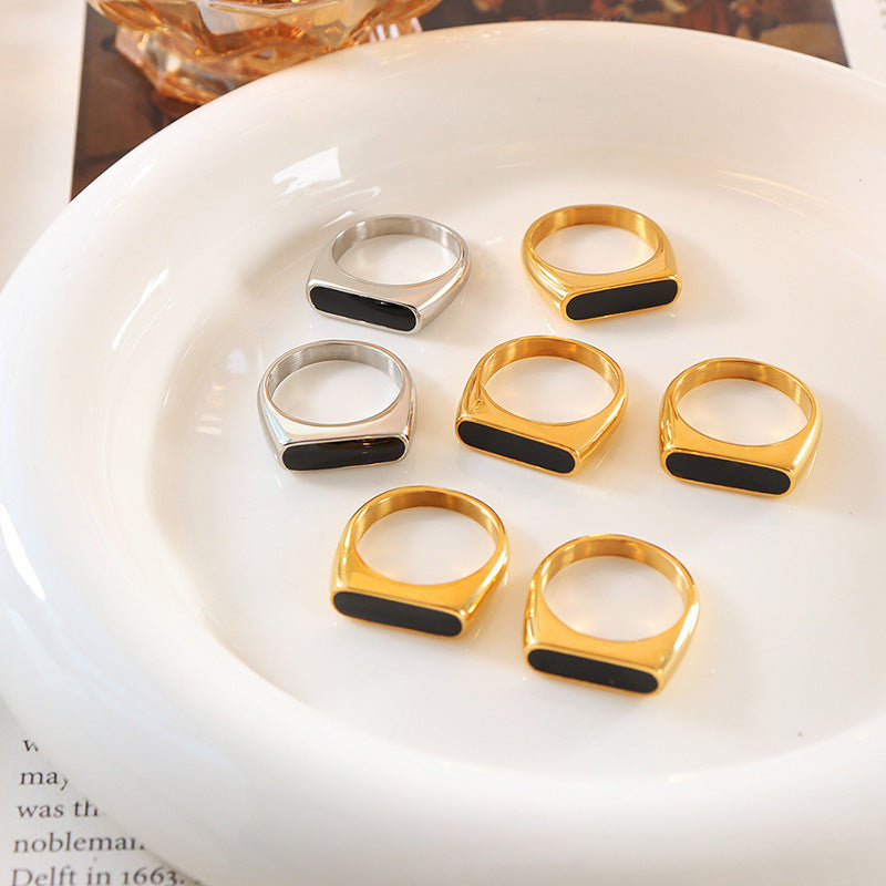 French Geometric Acrylic Ring Women’s INS Style in Gold or Steel | Blanqor