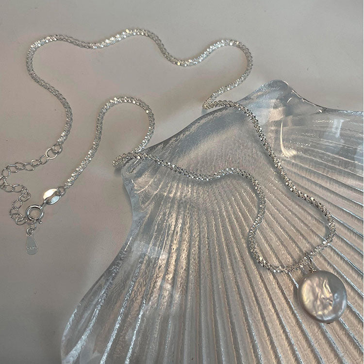 Baroque Pearl Necklace S925 Sterling Silver Starry Sky Chain | Blanqor