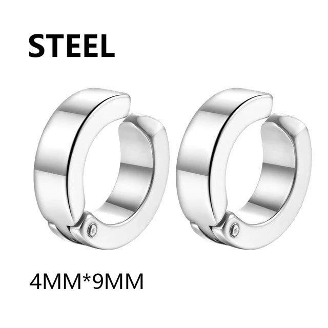 Magnetic Clip-On Stainless Steel Earrings Punk Unisex Cross & Stud Set | Blanqor