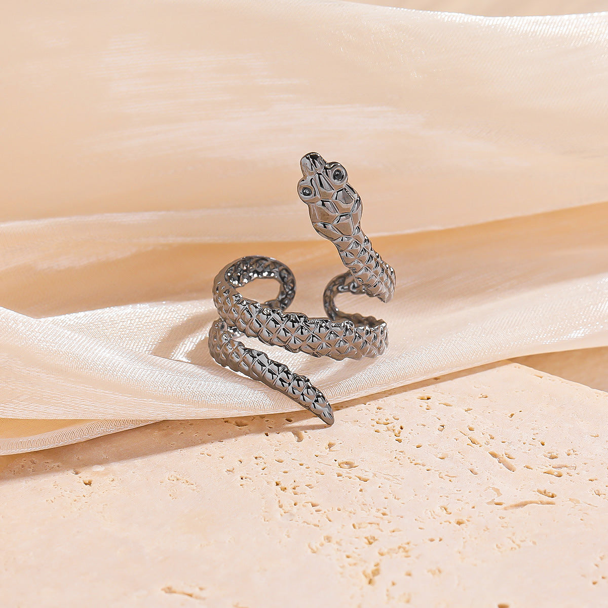 Open Snake Wrap Unisex Ring‑ French Inspired Minimalist / Electroplated Iron | Blanqor