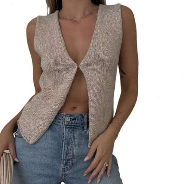 Effortless Chic Sleeveless Knit Cardigan | Blanqor