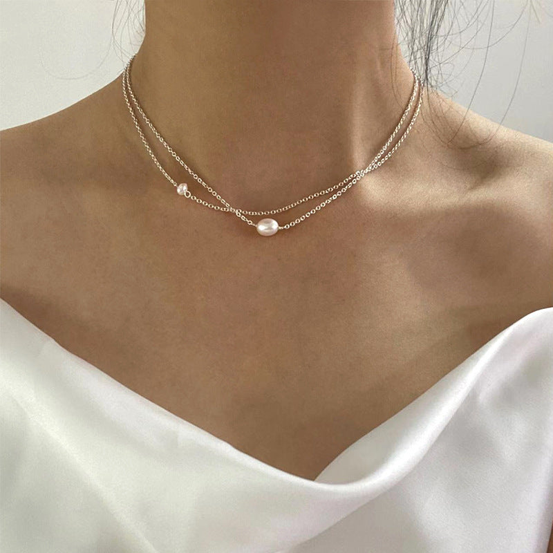 Freshwater Pearl Sterling Silver Chain Necklace Women’s Elegant Gift | Blanqor