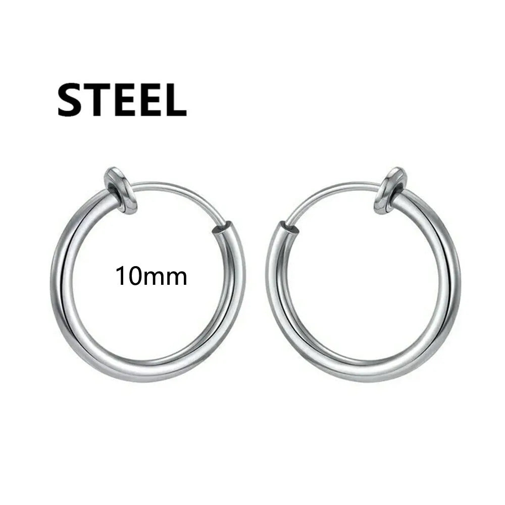 Magnetic Clip-On Stainless Steel Earrings Punk Unisex Cross & Stud Set | Blanqor