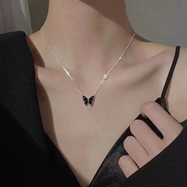 Color Changing Butterfly Necklace Titanium Chain Women’s Fashion Jewelry | Blanqor
